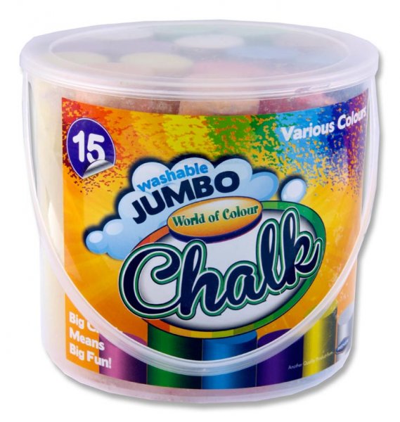 WOC BUCKET 15 JUMBO SIDEWALK CHALK - COLOURED