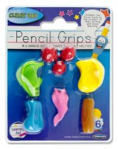 CLEVER KIDZ CARD 6 ASST PENCIL GRIPS
