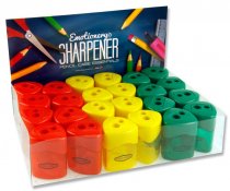 EMOTIONERY TWIN HOLE TRANSPARENT SHARPENER 3 ASST. CDU