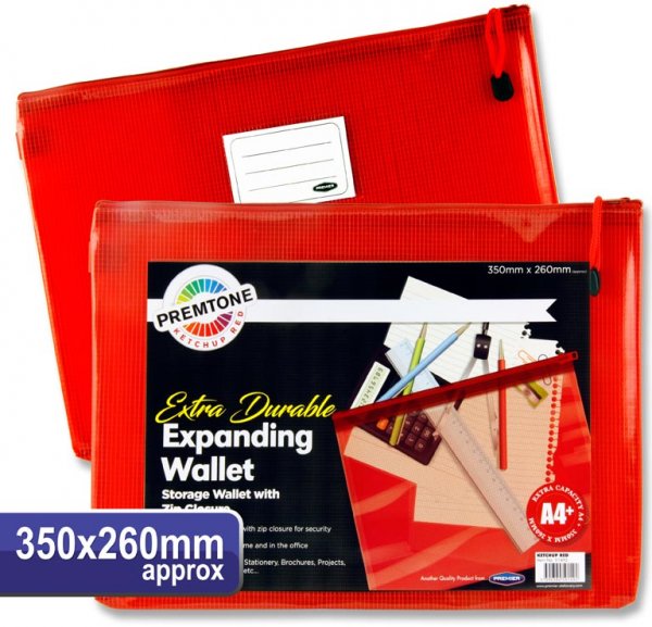 PREMTO A4+ EXTRA DURABLE MESH STORAGE WALLET - KETCHUP RED