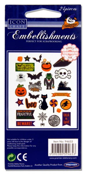 * ICON CRAFT PKT.24 EMBELLISHMENTS - HALLOWEEN