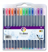 PRO:SCRIBE BOX 30 HEXAGRIP FINELINER PENS - COLOURED