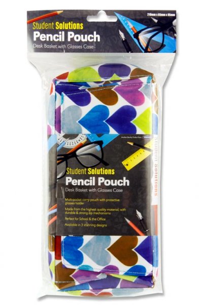 STUDENT SOLUTIONS DESK PENCIL POUCH W/GLASSES CASE 3 ASST.