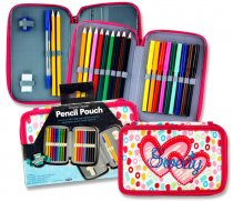 STUDENT SOLUTIONS DOUBLE DECKER 25pce FILLED PENCIL POUCH - SWEETY
