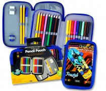 STUDENT SOLUTIONS DOUBLE DECKER 25pce FILLED PENCIL POUCH - SKATEBOARD