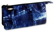 PREMIER 3 POCKET FLAT PENCIL CASE - DENIM
