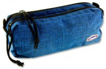 PREMIER TWIN ZIP PENCIL CASE - BLUE DENIM