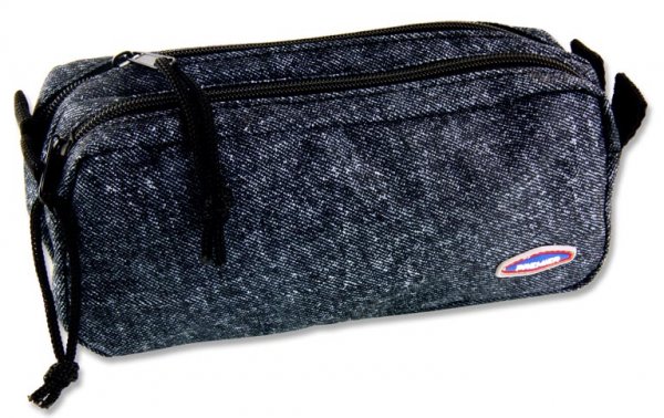 * PREMIER TWIN ZIP PENCIL CASE - BLACK DENIM