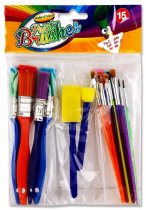 WOC PKT.15 COLOURFUL PAINT BRUSHES & SPONGES SET