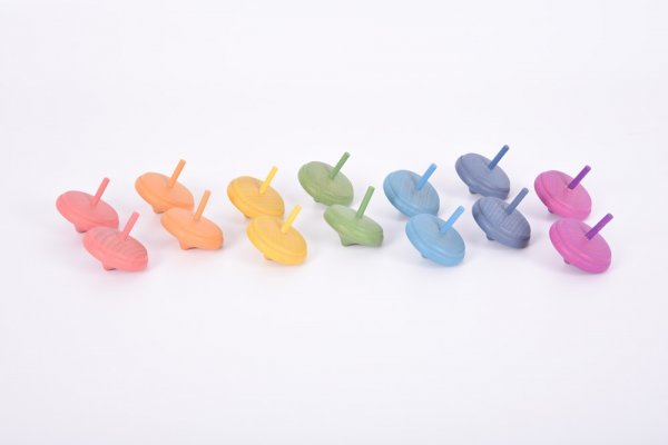 RAINBOW WOODEN SPINNING TOPS