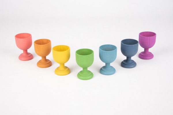 RAINBOW WOODEN EGG CUPS