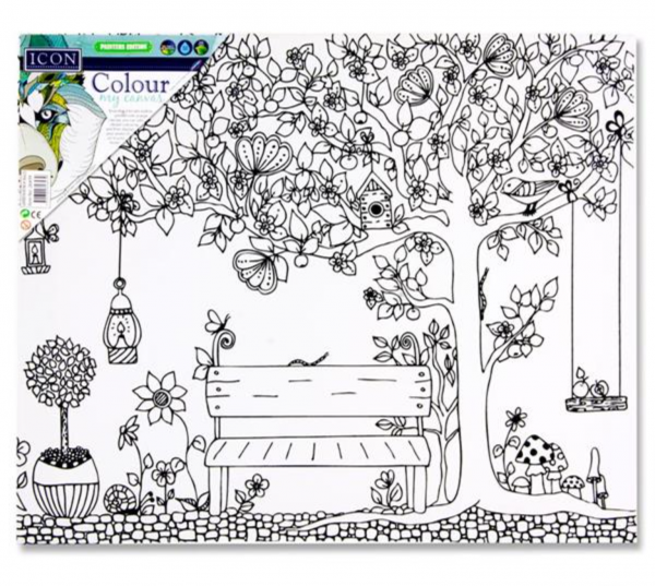 Icon 300x250mm Colour My Canvas - Garden Bench
