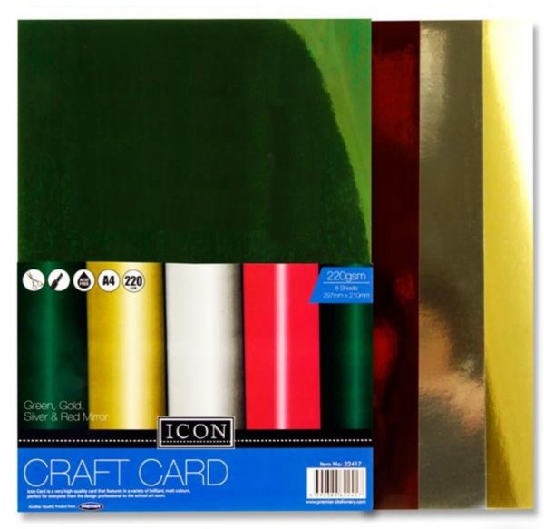 Icon Pkt.8 A4 220gsm Craft Card - Mirror