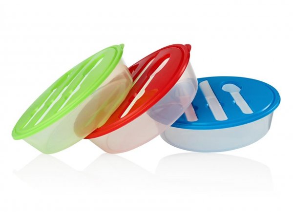 Premto Food Box/Bowl W/ Knife Fork - 3 Asst