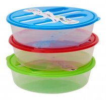 Premto Food Box/Bowl W/ Knife Fork - 3 Asst