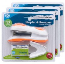 Student Solutions Stapler & Remover Set W/box 500 Staples 3 Asst.
