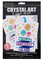 Icon Craft Pkt.5 Crystal Art Card Kits - Happy Birthday