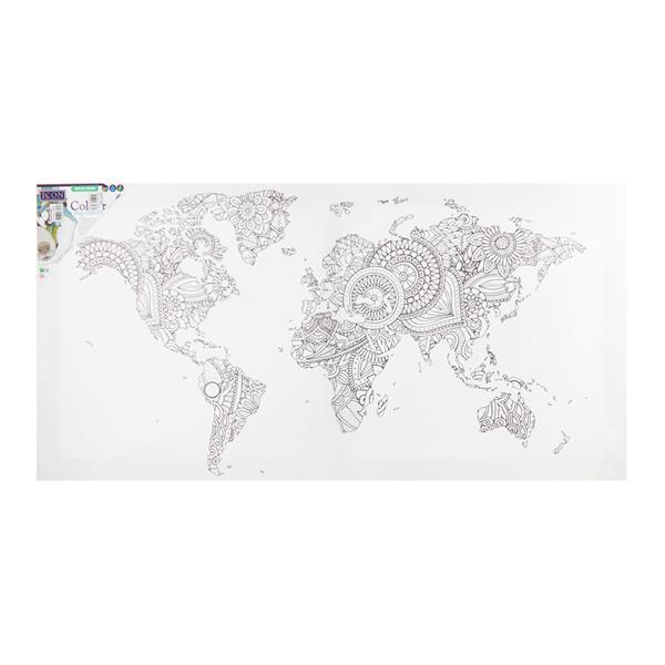 Icon 300x600mm Colour My Canvas - World Map
