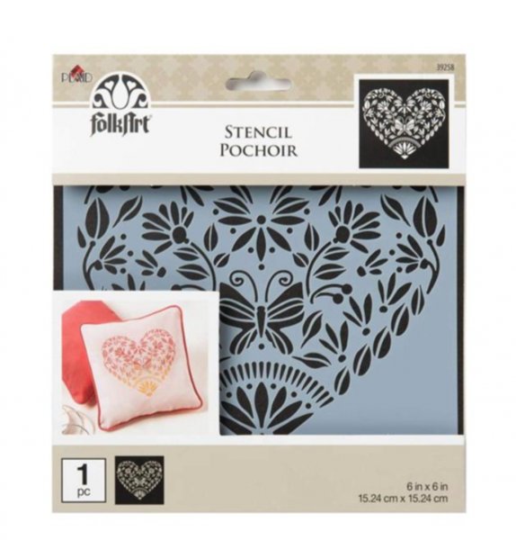Folk Art Stencil-HEART 6 x6 inch(15.24cm x 15.24cm)