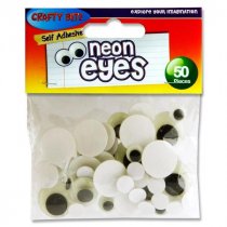 Crafty Bitz Pkt.50 Self Adhesive Goggly Eyes - Neon