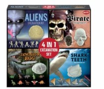 4 in 1 Excavation Set Alien, Dino Egg, Pirate, Shark Teeth