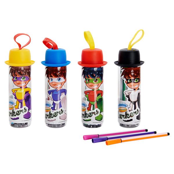 Woc Tub 12 Washable Felt Tip Markers - Hero 4 Asst