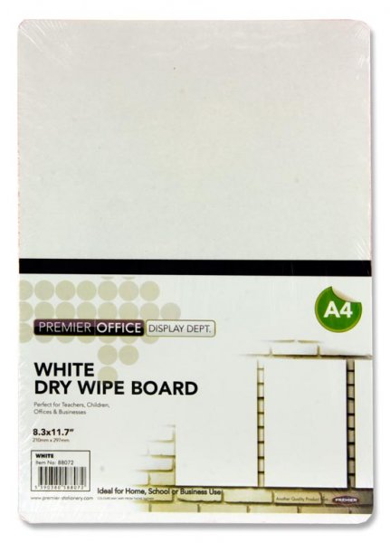 PREMIER OFFICE A4 COLOURED DRY WIPE BOARD - WHITE