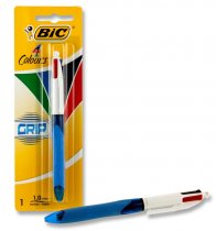 BIC 4 COLOUR BALLPOINT PEN - GRIP (CARDED)