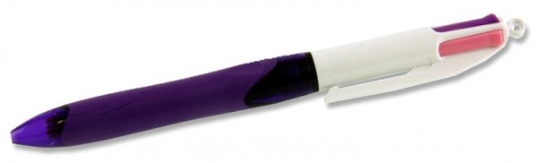 * BIC 4 COLOUR GRIP BALLPOINT PEN - PURPLE FASHION (CARDED)