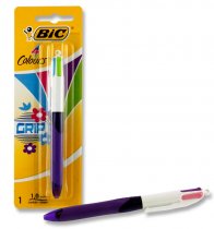 * BIC 4 COLOUR GRIP BALLPOINT PEN - PURPLE FASHION (CARDED)