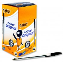 BIC BOX 50 CRISTAL ORIGINAL BALLPOINT PENS - BLACK