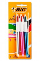 BIC CARD 3 4 COLOUR BALLPOINT PENS - SHINE