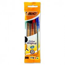 BIC PKT.4 CRISTAL ORIGINAL BALLPOINT PENS - ASST COLS