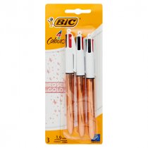 BIC CARD 3 4 COLOUR BALLPOINT PENS - ROSE GOLD
