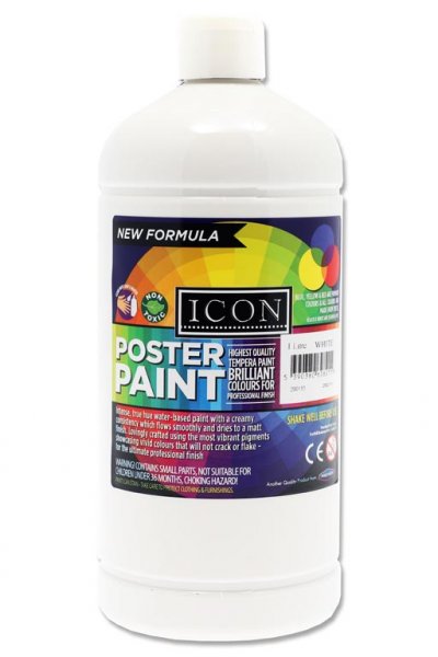 ICON ART 1ltr POSTER PAINT - WHITE