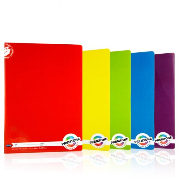 PREMTO PKT.5 A4 120pg DURABLE COVER MANUSCRIPT BOOK - 5 ASST.