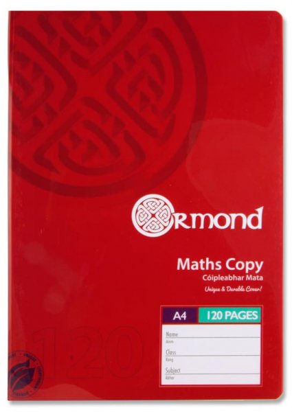 ORMOND A4 120pg DURABLE COVER MATHS COPY BOOK