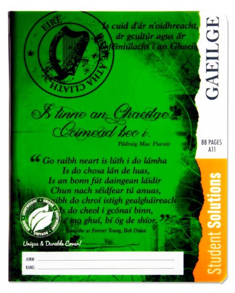 STUDENT SOLUTIONS 88pg A11 DURABLE COVER COPY BOOK - IRISH