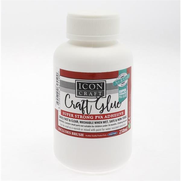 ICON CRAFT 250ml STRONG PVA CRAFT GLUE W/BRUSH