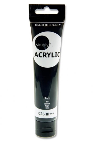 DALER ROWNEY SIMPLY...ACRYLIC 75ml SLIM TUBE - BLACK