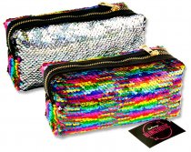 EMOTIONERY BLINGTASTIC SEQUINS PENCIL CASE - SILVER & RAINBOW