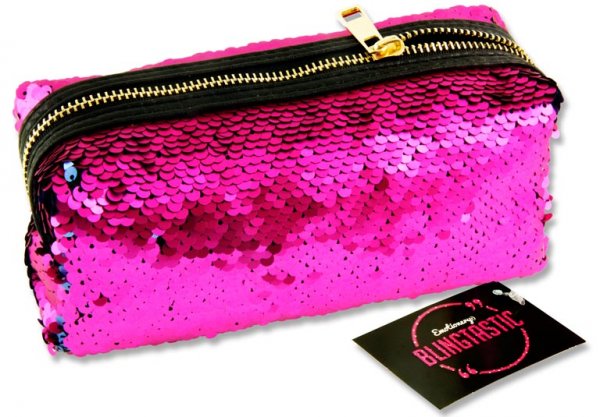 EMOTIONERY BLINGTASTIC SEQUINS PENCIL CASE - FUSCHIA & BLUE