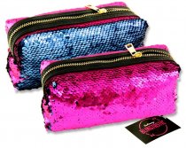 EMOTIONERY BLINGTASTIC SEQUINS PENCIL CASE - FUSCHIA & BLUE