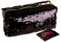 EMOTIONERY BLINGTASTIC SEQUINS PENCIL CASE - BLACK & GOLD