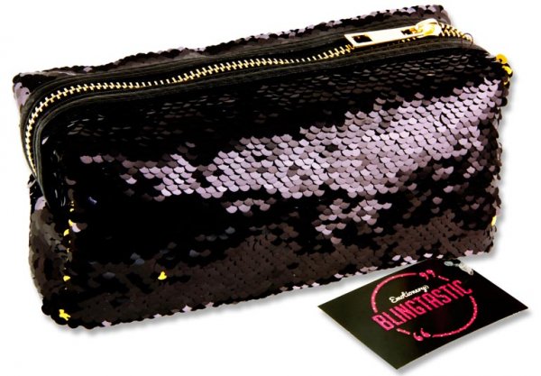 EMOTIONERY BLINGTASTIC SEQUINS PENCIL CASE - BLACK & GOLD