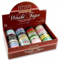 * ICON CRAFT PKT.2 15mm x 10m ROLLS WASHI TAPE 16 ASST. CDU