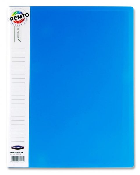 PREMTO A4 40 POCKET DISPLAY BOOK - PRINTER BLUE