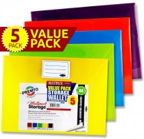 PREMTO PKT.5 A4 BUTTON STORAGE WALLETS