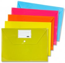 PREMIER OFFICE A4 BUTTON DOCUMENT WALLETS - BRIGHT